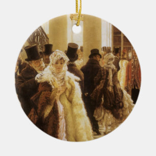 Modefrau von Tissot, Vintage Viktorianische Kunst Keramikornament