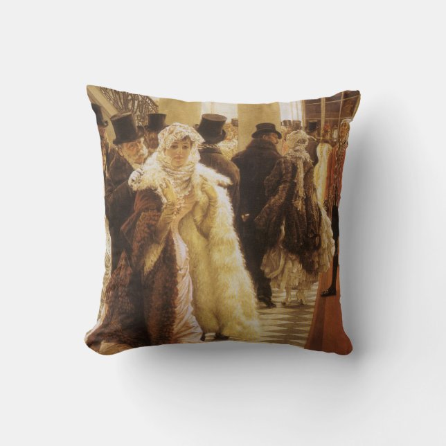 Modefrau von Tissot, Vintage Viktorianische Kunst Kissen (Vorderseite)