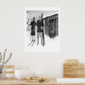 Modefrauen auf der Skireise BW der 20er Jahre Poster (Küche)