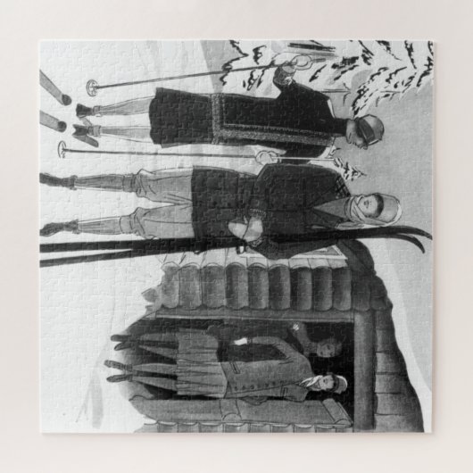 Modefrauen auf der Skitour BW Jigsaw Puzz Puzzle (Horizontal)