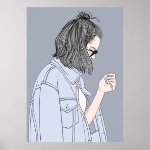 Modegirl trägt moderne Kleidung Poster