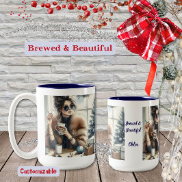 Modeglanz, erdfarbene Töne in Wasserfarbe, Urlaub Zweifarbige Tasse