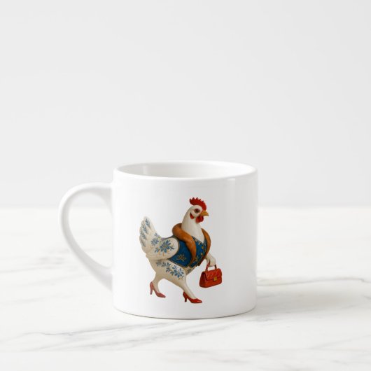 Modehenne mit Handtasche Espressotasse (Links)