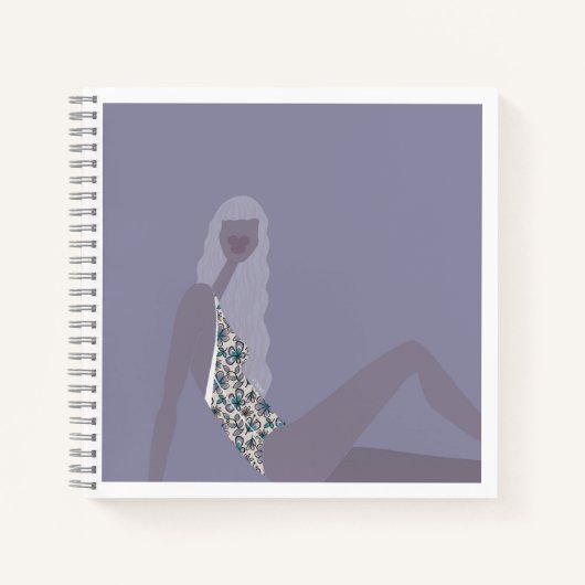Modeillustration Chic Frau Lila Moderne Kunst Notizblock (Vorderseite)
