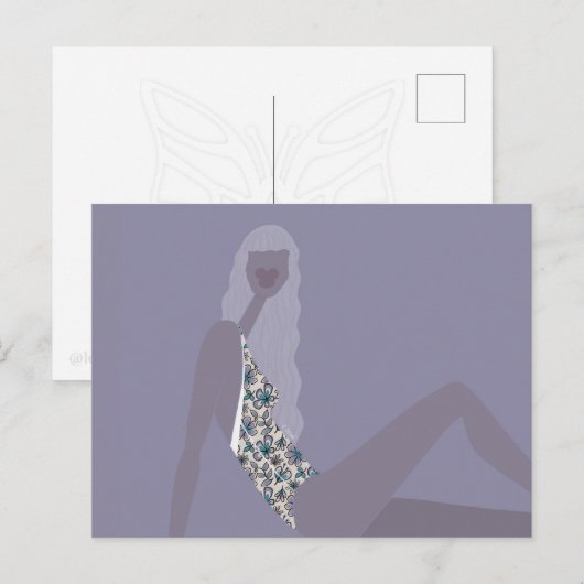 Modeillustration Chic Frau Lila Moderne Kunst Postkarte (Vorne/Hinten)