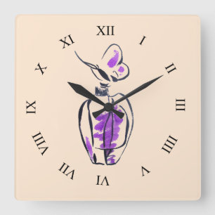 Modeillustration einer Parfümflasche im Pop-Art-St Quadratische Wanduhr