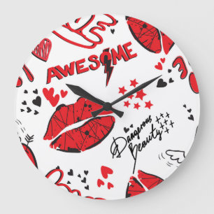Modekizze Glamour: Girlish Print. Große Wanduhr