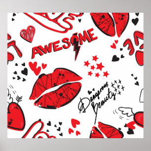 Modekizze Glamour: Girlish Print. Poster