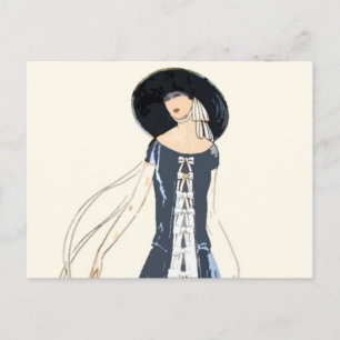 Modekleid und Hut für Frauen in den 1920er Jahren Postkarte
