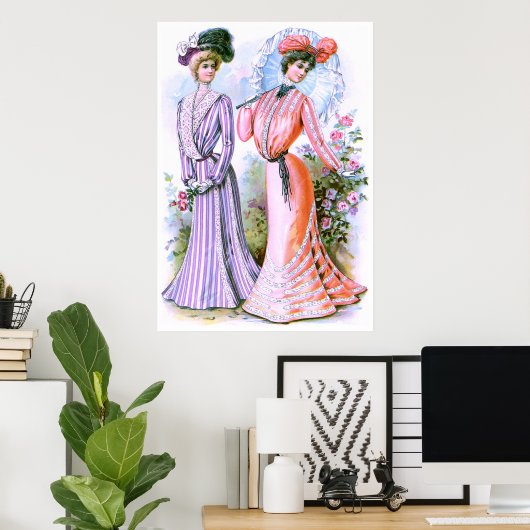 Modekleider der 1900er Jahre Poster (Heimbüro)