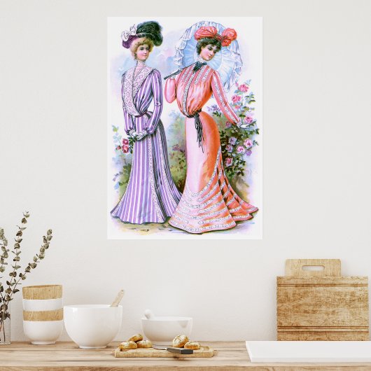 Modekleider der 1900er Jahre Poster (Küche)