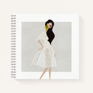 Modekönigin im weißen Kleid Modeillustration Notizblock
