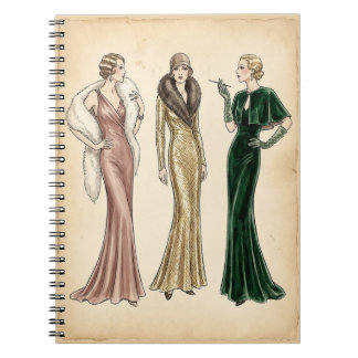 Modekunst-Spiraljournal aus den 1930er Jahren Notizblock