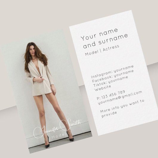 Model Acress fügen Sie Ihre eigene Foto Business C Visitenkarte