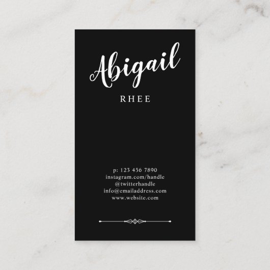 Model Acress Headshot Calligraphy Script Visitenkarte (Rückseite)