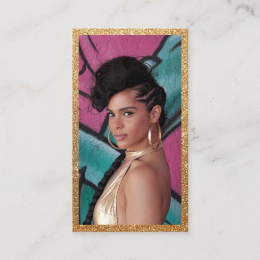 Model Acress Headshot Imitate Gold Glitzer Visitenkarte (Vorderseite)