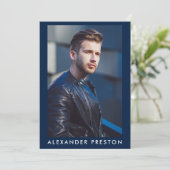 Model Actor 12x18 Comp Card 4 Foto Zurück Blau Einladung (Stehend Vorderseite)