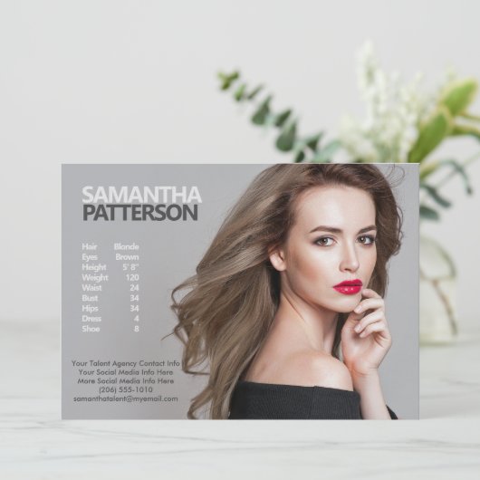 Model Actor 12x18 Comp Zed Card 1 Fotovorlage Einladung (Stehend Vorderseite)