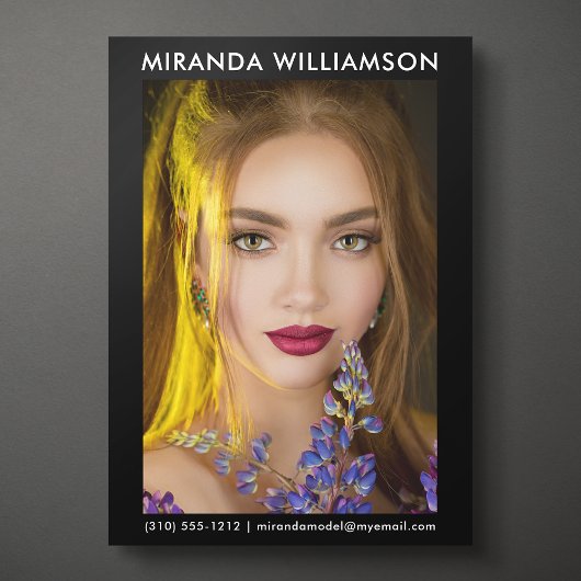 Model Actor 1 Foto Comp Card 12x18 Black Einladung