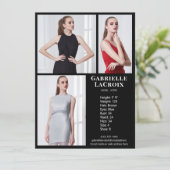 Model Actor 3 Foto Pro Comp Card Vorlage Schwarz (Stehend Vorderseite)