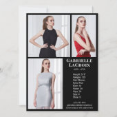 Model Actor 3 Foto Pro Comp Card Vorlage Schwarz (Vorderseite)