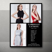 Model Actor 3 Foto Pro Comp Card Vorlage Schwarz