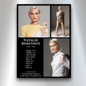 Model Actor 3 Foto Pro Comp Card Vorlage Schwarz