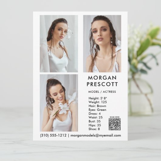 Model Actor 3 Foto Pro Comp Karte Ihr QR-Code (Stehend Vorderseite)