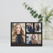 Model Actor 4 Foto Comp Card Black Gold Postcard Postkarte (Stehend Vorderseite)