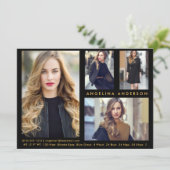 Model Actor 4 Foto Comp Card - Schwarze Goldfront (Stehend Vorderseite)