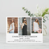 Model Actor Comp Card 12x18 3 Foto Einladung (Stehend Vorderseite)