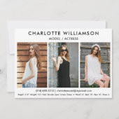 Model Actor Comp Card 12x18 White 3 Foto Einladung (Vorderseite)