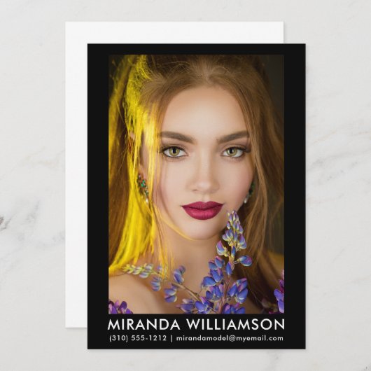 Model Actor Comp Card 1 Foto 12x18 Schwarz Einladung (Vorne/Hinten)