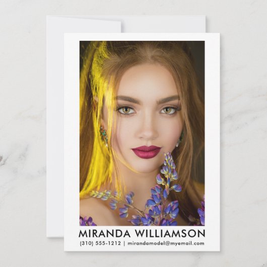 Model Actor Comp Card 1 Foto 12x18 weiß Einladung (Vorderseite)