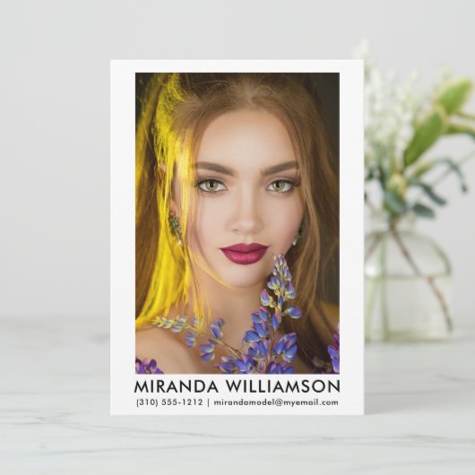 Model Actor Comp Card 1 Foto 12x18 weiß Einladung (Stehend Vorderseite)