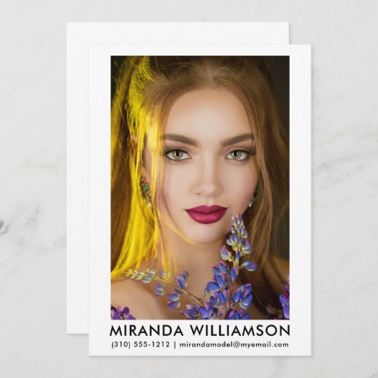 Model Actor Comp Card 1 Foto 12x18 weiß Einladung (Vorne/Hinten)