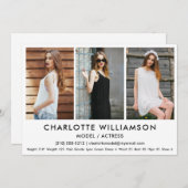 Model Actor Comp Card 3 Foto 12x18 Weiß Einladung (Vorne/Hinten)