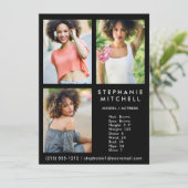 Model Actor Comp Card 3 Foto Blank (Stehend Vorderseite)