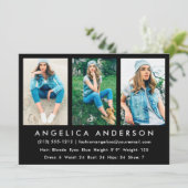 Model Actor Comp Card 3 Foto Blank Einladung (Stehend Vorderseite)