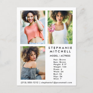 Model Actor Comp Card 3 Foto Was - Postkarte