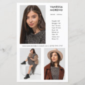 Model Actor Comp Card 4 Foto 2 Weißer Flyer (Rückseite)