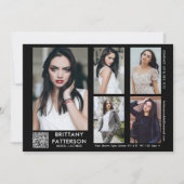 Model Actor Comp Card 5 Foto QR Code Einladung (Vorderseite)