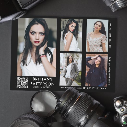 Model Actor Comp Card 5 Foto QR Code Einladung