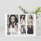 Model Actor Comp Card 5 Foto QR Code Einladung (Stehend Vorderseite)