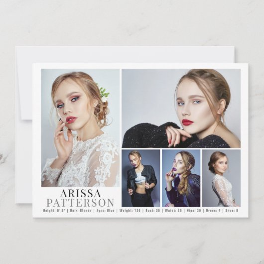 Model Actor Comp Card 6 Foto 12x18 Einladung (Vorderseite)