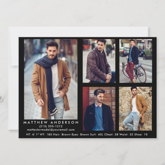 Model Actor Comp Card Black - 5 Fotos (Vorderseite)