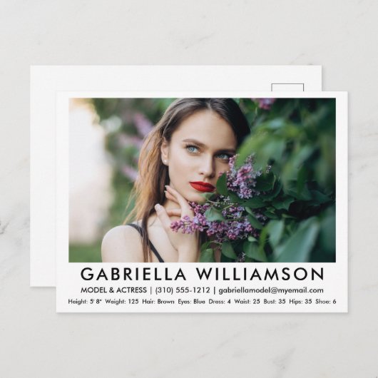 Model Actor Comp Card Foto Weiße Postkarte (Vorne/Hinten)