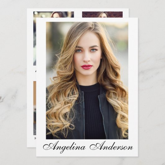 Model Actor Comp Card Whit - 4 Foto Back - Script (Vorne/Hinten)