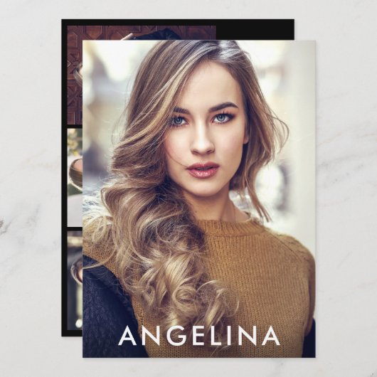 Model Actor Foto Beruflich Comp Card Schwarz W (Vorne/Hinten)