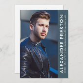 Model Actor Foto Comp Card 12x18 Blue AP Einladung (Vorne/Hinten)